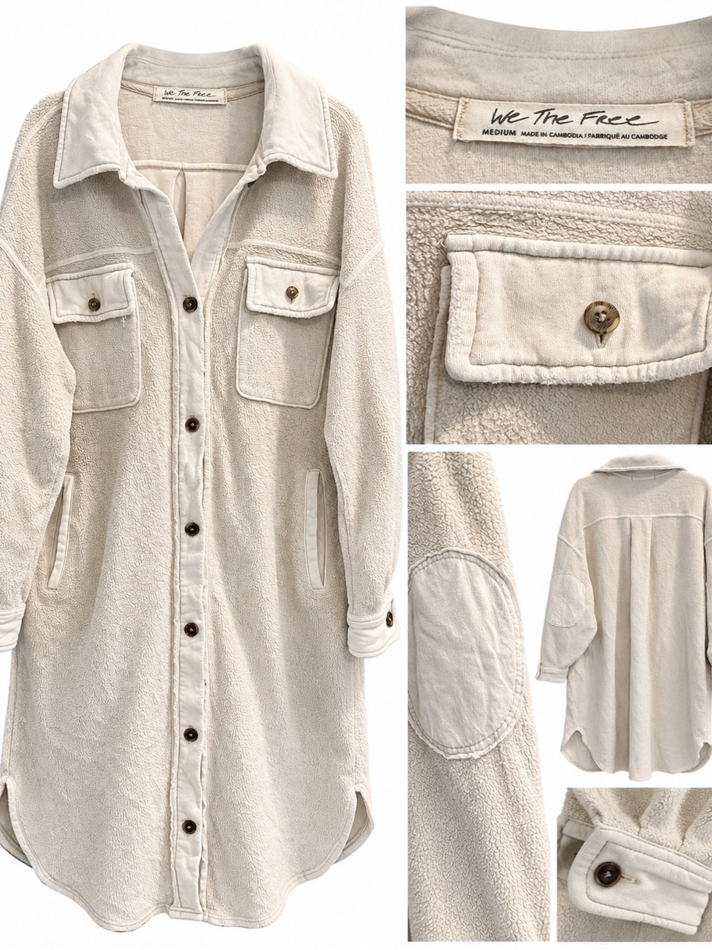 We The Free Cream Fleece long ruby Shacket Jacket